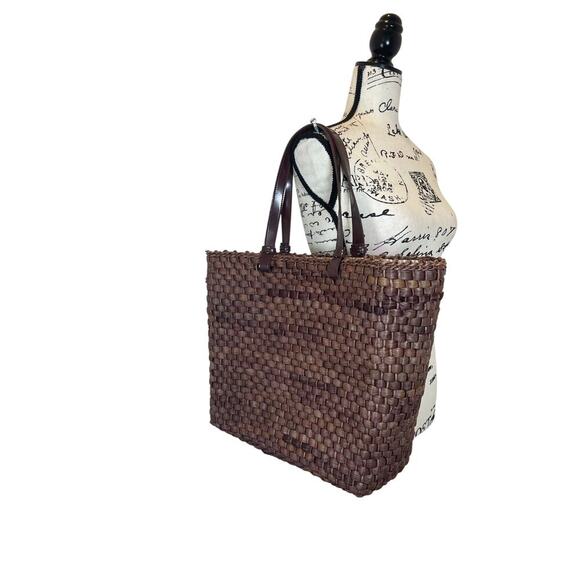 CORN-HUSH BROWN STRAW TOTE BAG 16’x 14’ CLOTH LINEN BOHO BEACH BAG VERSATILE - Picture 13 of 15